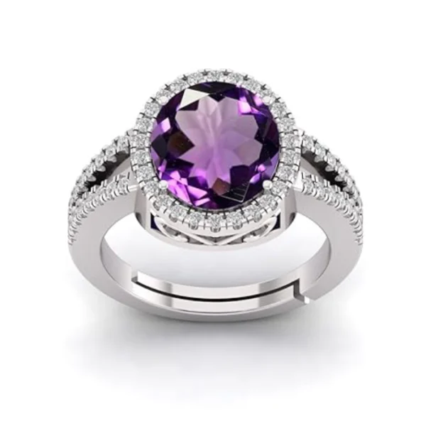 9.25 Ratti 8.50 Carat Natural Amethyst Gemstone Silver Plated Ring Oval Cut Gift for Womens And Girls