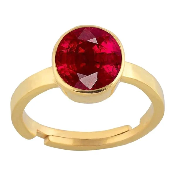 16.60 Carat Natural Certified Ruby/Manik Birthstone/Astrology/Rashi Ratan Adjustable Gold Plated Ring for Men & Women