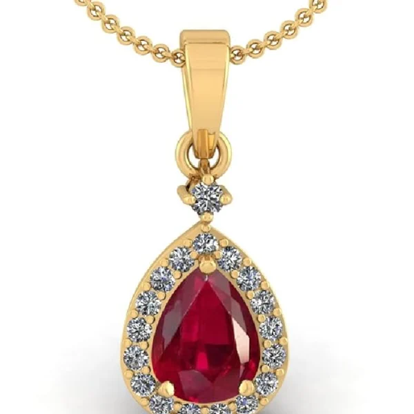 12.25 Ratti /11.50 Carat Natural AA++ Quality Ruby Gemstone Pear Shape Pendant Gold Plated Locket For Girl And Women